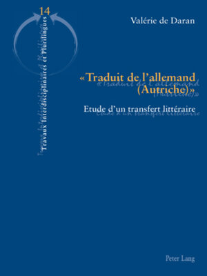 cover image of « Traduit de lallemand (Autriche) »